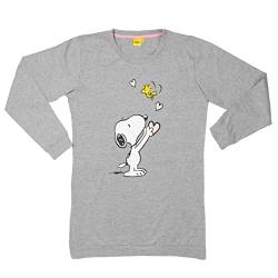 The Peanuts Nachthemd für Damen Snoopy – Schlafshirt Pyjama Langarm Oberteil Grau (M) von United Labels