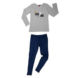 The Peanuts Schlafanzug für Damen Snoopy - Lazy Days Frauen Pyjama Set Langarm Oberteil mit Hose Blau/Grau von United Labels