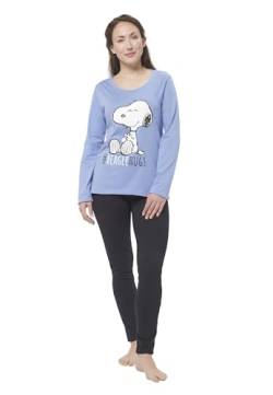 The Peanuts Snoopy Schlafanzug für Damen - #BeagleHugs Pyjama Set Langarm Oberteil mit Hose Blau/Schwarz (DE/NL/SE/PL, Alphanumerisch, L, Regular, Regular, Blau/Schwarz) von United Labels