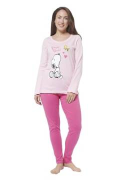 The Peanuts Snoopy Schlafanzug für Damen - Pyjama Set Langarm Oberteil mit Hose Rosa/Pink (DE/NL/SE/PL, Alphanumerisch, L, Regular, Regular, Rosa/Pink) von United Labels