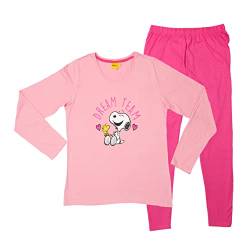 The Peanuts Snoopy Schlafanzug für Damen Pyjama Set Langarm Oberteil mit Hose Rosa Dream Team (as3, Alpha, m, Regular, Regular) von United Labels