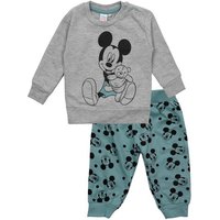 United Labels® Shirt & Hose Disney Mickey Mouse Baby Set Oberteil Pullover mit Hose Grau Türkis von United Labels