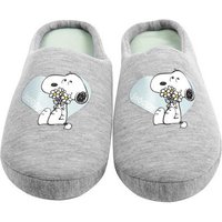 United Labels® The Peanuts Hausschuhe für Damen Snoopy Slipper Pantoffeln Grau Hausschuh von United Labels