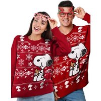 United Labels® Weihnachtspullover The Peanuts Winterpullover Unisex - Snoopy Rot von United Labels