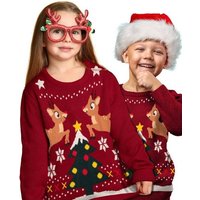 United Labels® Weihnachtspullover Weihnachtspullover für Kinder - Rentiere Ugly Christmas Sweater Rot von United Labels