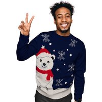 United Labels® Weihnachtspullover Winterpullover - Eisbär Ugly Sweater Herren Blau von United Labels