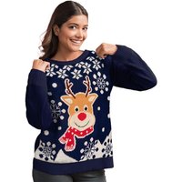 United Labels® Weihnachtspullover Winterpullover - Rentiere Ugly Sweater Damen Blau von United Labels