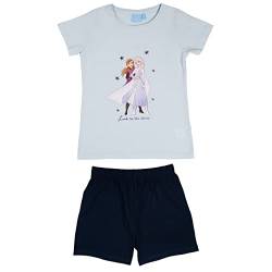 United Labels Disney Frozen - Die Eiskönigin Schlafanzug für Mädchen - Look to The Stars Kinder Pyjama Set Kurzarm Oberteil mit Hose Blau/Schwarz von United Labels