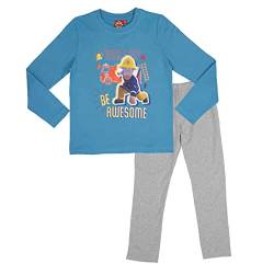 United Labels Feuerwehrmann Sam Schlafanzug für Jungen - Wake up, be Awesome Kinder Pyjama Set Langarm Oberteil mit Hose Blau/Grau (as3, Numeric, Numeric_110, Numeric_116, Regular, 110-116) von United Labels