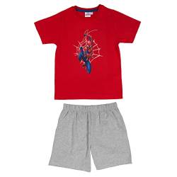 United Labels Marvel Spiderman Schlafanzug für Jungen Kinder Pyjama Set Kurzarm Oberteil mit Hose Rot/Grau von United Labels