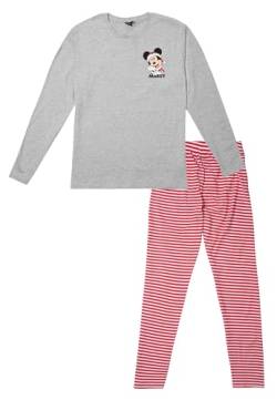 United Labels Mickey Mouse Schlafanzug für Männer - X-Mas Mickey - Pyjama Set Langarm Oberteil mit Hose Grau/Rot (as3, Alpha, m, Regular, Regular) von United Labels