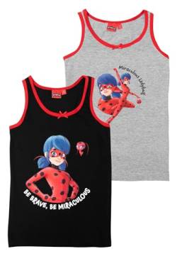 United Labels Miraculous Unterhemd für Mädchen - Ladybug Kinder Tank Top Hemdchen Unterwäsche Schwarz/Grau (2er Pack) (DE/NL/SE/PL, Numerisch, 122, 128, Regular, Schwarz/Grau) von United Labels