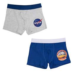 United Labels NASA Boxershorts für Jungen Kinder Unterhose Unterwäsche Grau/Blau (2er Pack) (as3, Numeric, Numeric_110, Numeric_116, Regular) von United Labels