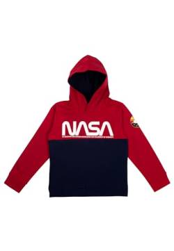 United Labels NASA Hoodie für Jungen - Kinder Kapuzenpullover Pullover mit Kapuze Sweatshirt Rot/Blau (DE/NL/SE/PL, Numerisch, 134, 140, Regular, Rot/Blau) von United Labels