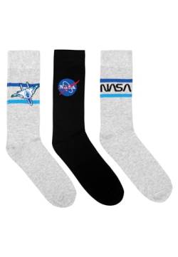 United Labels NASA Socken für Herren - Sneaker Männer Strümpfe Grau/Schwarz (3er Pack) (DE/NL/SE/PL, Numerisch, 39, 42, Regular, Regular, Grau/Schwarz) von United Labels