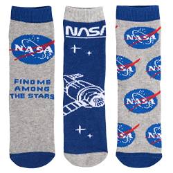 United Labels NASA Socken für Jungen Kinder Sneaker Kindersocken Blau/Grau (3er Pack) (as3, numeric, numeric_31, numeric_34, regular) von United Labels