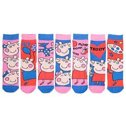 United Labels Peppa Wutz Socken für Mädchen Sneaker Kindersocken Söckchen Mehrfarbig Bunt (7er Pack) (as3, numeric, numeric_27, numeric_30, regular) von United Labels