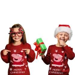 United Labels Peppa Wutz Weihnachtspullover für Kinder Winter Strick Pullover Sweatshirt Ugly Christmas Sweater Weihnachten Rot (122/128) von United Labels