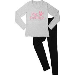 United Labels Pink Panther Schlafanzug für Damen Pyjama Set Langarm Oberteil mit Hose Grau/Schwarz (S) von United Labels