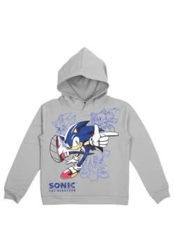 United Labels Sonic The Hedgehog Hoodie für Jungen - Kinder Kapuzenpullover Pullover mit Kapuze Sweatshirt Grau (DE/NL/SE/PL, Numerisch, 134, 140, Regular) von United Labels