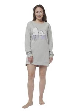 United Labels The Peanuts Nachthemd für Damen Snoopy - Cozy Days Schlafshirt Pyjama Langarm Oberteil Grau (L) von United Labels