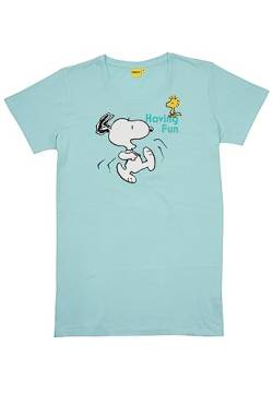 United Labels The Peanuts Nachthemd für Damen Snoopy - Smile - Schlafshirt Pyjama Kurzarm Oberteil Türkis (XL) von United Labels
