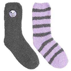 United Labels The Peanuts Snoopy Kuschelsocken für Damen Flauschige Wintersocken warme Socken Grau/Lila (2er Pack) (as3, numeric, numeric_35, numeric_38, regular, regular) von United Labels