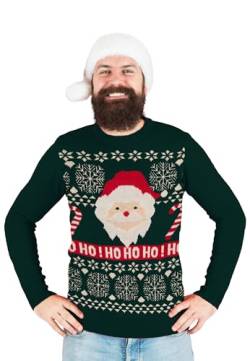 United Labels Weihnachtspullover - Weihnachtsmann Herren Winter Strick Pullover Sweatshirt Ugly Christmas Sweater Weihnachten Grün (as3, Alpha, m, Regular, Regular, M) von United Labels