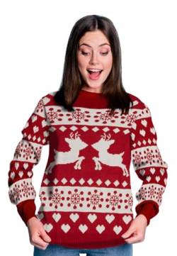 United Labels Winterpullover - Rentiere Winter Strick Pullover Sweatshirt Ugly Sweater für Damen Rot (as3, Alpha, m, Regular, Regular, M) von United Labels
