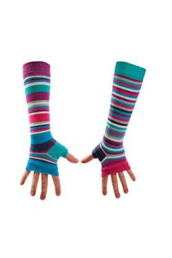 United Oddsocks Damen-Armstulpen, für Mädchen, unterschiedliches Paar Gr. One Size, Türkis Streifen von United Oddsocks