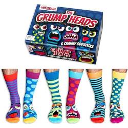 United Oddsocks Grump Heads Box of 6 Odd Socks for Men - UK 6-11, EUR 39-46, US 6½-11½ von United Oddsocks