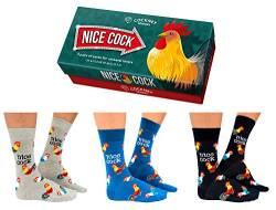 United Oddsocks Hahn - Nice Cock Socken mit Geschenkverpackung in 39-46 (3 Paare) - Strumpf von United Oddsocks