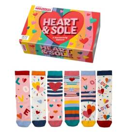 United Oddsocks Heart & Sole – 6 herzerwärmende Socken in Geschenkbox | UK 4-8 | EUR 37-42 | US 6½-10½, mehrfarbig, 38 von United Oddsocks