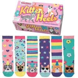 United Oddsocks Kitten Heels 6 Odd Socks Gift Box | UK 12-5.5 | EU 30.5-38.5 | US 13.5-8, mehrfarbig, Einheitsgröße von United Oddsocks