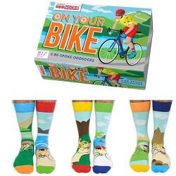 United Oddsocks On Your Bike, Box mit 6 Odd-Socken für Herren, UK 6–11, EUR 39–46 von United Oddsocks