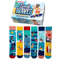 United Oddsocks Sock Waves 6 Odd Socks Geschenkbox | UK 6-11 | EUR 39-46 | US 7-12, mehrfarbig, One size von United Oddsocks