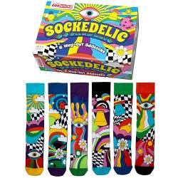 United Oddsocks Sockedelic 6 Odd Socks Geschenkbox | UK 6-11 | EUR 39-46 | 7-12, mehrfarbig von United Oddsocks