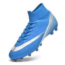 Unitysow Fußballschuhe Herren High Top Spike Cleats Outdoor Athletics Trainingsschuhe Fußball Stiefel,Blau,EU44 von Unitysow