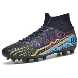 Unitysow Fußballschuhe Herren High Top Stollen Kunstrasen Fussballschuhe Kinder Jungen Professionelle Sport Athletics Training Fußballschuhe,Schwarz,Gr.41 von Unitysow