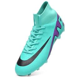 Unitysow Fußballschuhe Herren Outdoor High Top Spike Cleats Fußball Stiefel Professionelle Athletics Trainingsschuhe,T23156 Cyan,EU47 von Unitysow