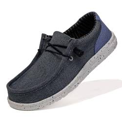 Unitysow Mokassins Slipper Herren Canvas Low-Top Slip-On Loafers Atmungsaktiver Komfort Leicht Fahren Schuhe Wanderschuhe Flache Business Schuhe,Blau,EU 39 von Unitysow