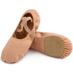 Uniuni Elastische Ballettschuhe Damen Ballettschläppchen Kinder Geteilte Ledersohle Schläppchen Mädchen Leichte Gymnastikschuhe Ballett Tanzschuhe Ballerina Tanzschläppchen Weich Faltbar Braun 41 von Uniuni