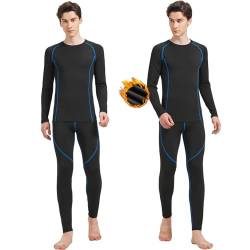 Uniuni Thermounterwäsche Herren Winter Skiunterwäsche Warm Funktionsunterwäsche Männer Thermo Unterwäsche Lange Unterhose Ski Thermowäsche Set Atmungsaktive Thermounterhose Thermounterhemd Blau L von Uniuni