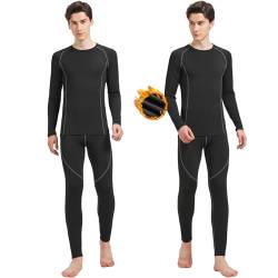 Uniuni Thermounterwäsche Herren Winter Skiunterwäsche Warm Thermo Unterwäsche Männer Motorrad Funktionsunterwäsche Gefüttert Ski Unterhose Lange Thermowäsche Set Weiche Sport Funktionswäsche Grau L von Uniuni