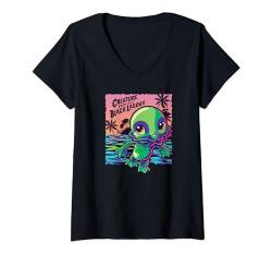 Damen Universal Monsters Creature from the Black Lagoon Kawaii T-Shirt mit V-Ausschnitt von Universal Monsters