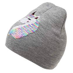 Universal Textiles Kinder/Mädchen Wende Einhorn Pailletten Beanie (3-5 Jahre) (Grau) von Universal Textiles