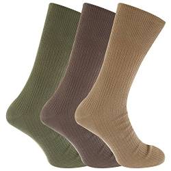 Herren Big Foot Diabetiker Socken (3 Paar) (45-49 EU) (Braun/Olive/Beige) von Universaltextilien