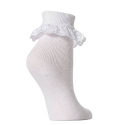 Mädchen Socken mit Rüschen, 3 Paar (EUR 37-39 (13+ Jahre)) (Weiß) von Universaltextilien