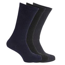 Universaltextilien Herren Extra Breite Komfort Fit Socken (3 Paar) (39-45 EU) (Marineblau/Schwarz) von Universaltextilien