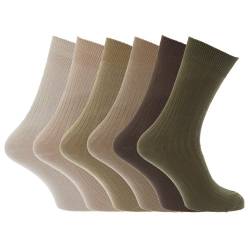 Universaltextilien Herren Strümpfe/Socken, 100% Baumwolle, gerippt, 6er-Pack (39-45 EU) (Braun/Beige/Olive) von Universaltextilien
